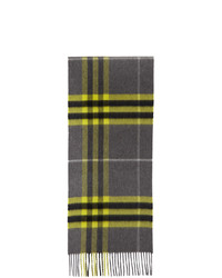 Burberry Grey And Yellow Cashmere Classic Check Scarf