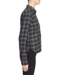 Helmut Lang Fitted Plaid Button Front Shirt