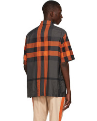 Burberry Orange Grey Check Thames Short Sleeve Shirt