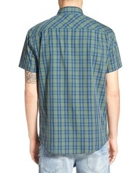 RVCA Transfer Regular Fit Short Sleeve Plaid Woven Shirt