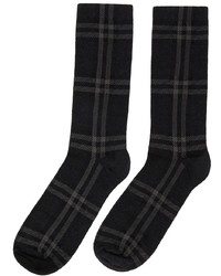 Burberry Grey Intarsia Check High Socks