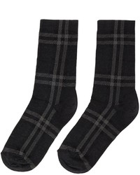 Burberry Grey Intarsia Check Mid Socks