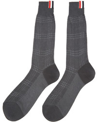 Thom Browne Grey Plaid Socks
