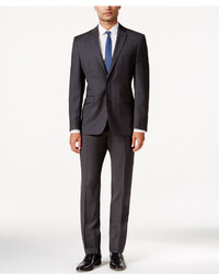 Vince Camuto Charcoal Plaid Slim Fit Suit