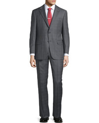 Hickey Freeman Classic Fit Lindsey Plaid Two Piece Suit Gray