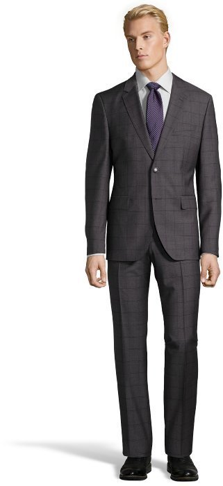 klem soep verkopen Hugo Boss Dark Grey Plaid Super 100 Virgin Wool 2 Button Suit With Flat  Front Pants, $795 | Bluefly | Lookastic
