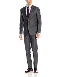 DKNY Wool Plaid 2 Button Side Vent Slim Fit Suit