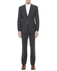 Paul Smith Plaid With Contrasting Pane Wool Suit Charcoal