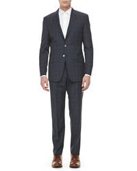 Paul Smith Plaid Wool Suit Navy