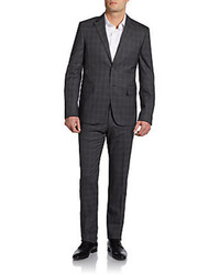 Valentino Slim Fit Shadow Plaid Two Button Wool Suit