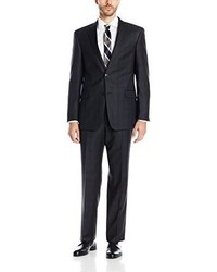 Tommy Hilfiger Charcoal Plaid 2 Button Side Vent Triim Fit Suit