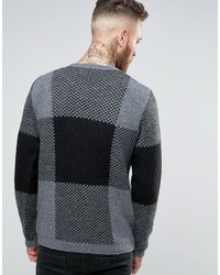 Asos Check Sweater In Fluffy Yarn