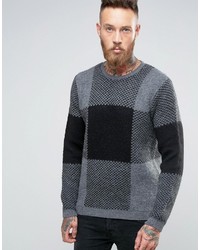Asos Check Sweater In Fluffy Yarn