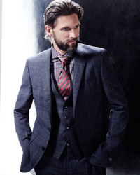 Boss Hugo Boss Norman Slim Fit Plaid Three Piece Suit Gray