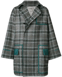 Rochas Contrast Trim And Check Trench Coat