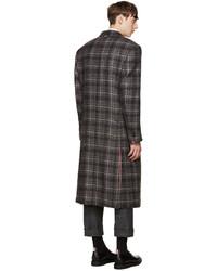 Thom Browne Grey Tartan Wide Shoulder Coat