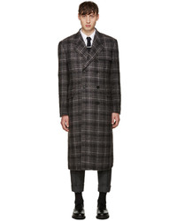 Thom Browne Grey Tartan Wide Shoulder Coat