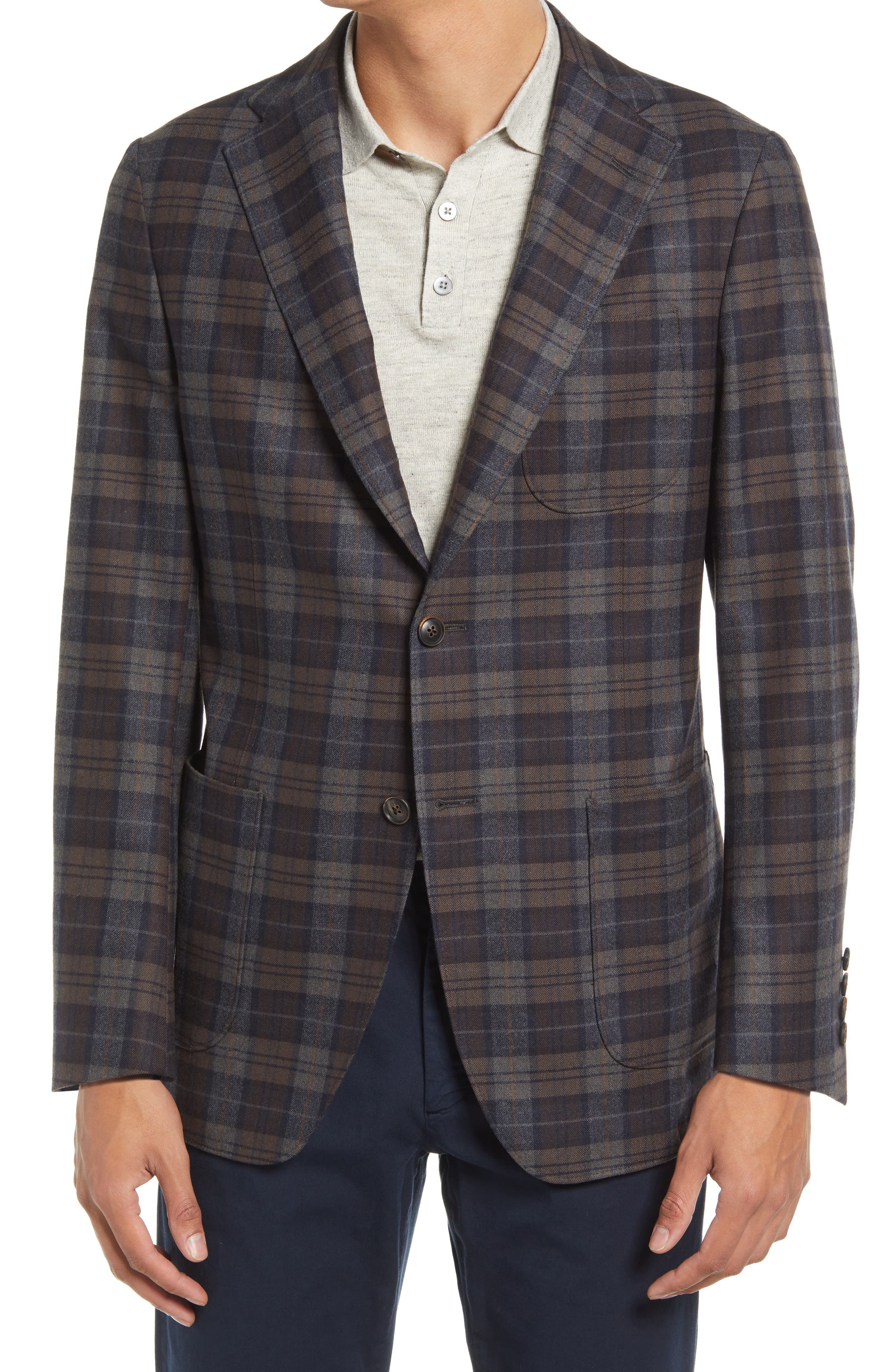 Samuelsohn Comfort Stretch Plaid Wool Blend Sport Coat 795