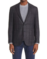 Canali Kei Classic Fit Plaid Silk Wool Sport Coat