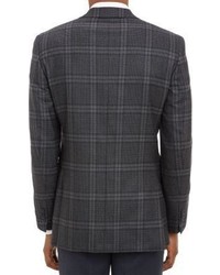Barneys New York Plaid Two Button Sportcoat Grey