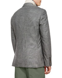 Brunello Cucinelli Plaid Two Button Wool Sport Coat Gray
