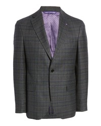 Ted Baker London Ralph Extra Slim Fit Charcoal Plaid Sport Coat