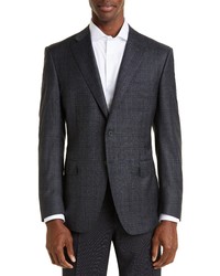Canali Siena Plaid Wool Sport Coat In Charcoal At Nordstrom