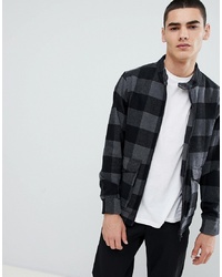 ONLY & SONS Checked Wool Harrington Jacket Check