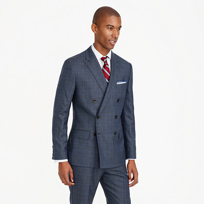 J.Crew Ludlow Double Breasted Suit Jacket In Glen Plaid American Wool ...