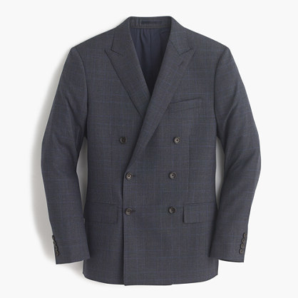 J.Crew Ludlow Double Breasted Suit Jacket In Glen Plaid American