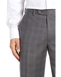 JB Britches Flat Front Plaid Wool Trousers