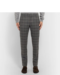 Etro Grey Slim Fit Prince Of Wales Checked Wool Trousers