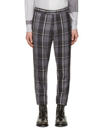 Thom Browne Grey Wool Plaid Trousers