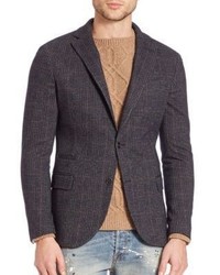 Eleventy Glen Plaid Knit Jacket
