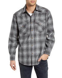 Charcoal Plaid Wool Long Sleeve Shirt