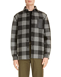 Charcoal Plaid Wool Shirt Jacket