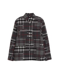Burberry Caterham Check Patchwork Wool Snap Up Overshirt
