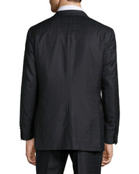 Hickey Freeman Classic Fit Plaid Wool Suit Charcoal