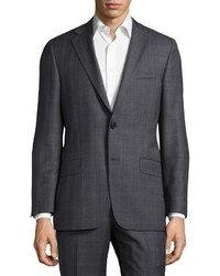 Hickey Freeman Classic Fit Plaid Wool Suit Gray