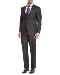 Canali Plaid Super 150s Wool Two Piece Suit Gray