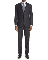 Canali Sienna Soft Classic Fit Plaid Wool Suit