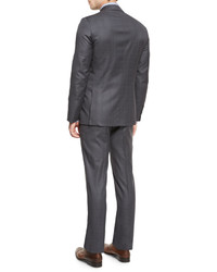 Isaia Super 130s Tonal Plaid Wool Two Piece Suit Gray
