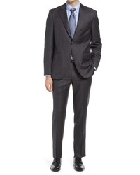 Peter Millar Tailored Charcoal Plaid Wool Suit