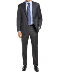 Peter Millar Tailored Grey Plaid Wool Suit In Charcoal At Nordstrom