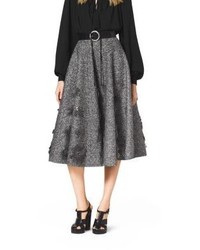 Michael Kors Michl Kors Embroidered Herringbone Wool Skirt