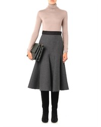Lanvin Ribbed Wool Blend Midi Skirt