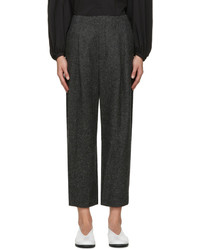 Charcoal Pleated Wool Culottes