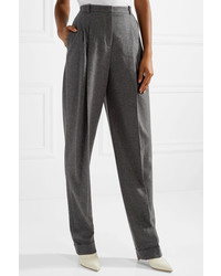 Michael Kors Michl Kors Collection Pleated Wool And Cashmere Blend Tapered Pants Dark Gray