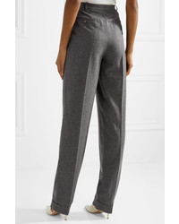Michael Kors Michl Kors Collection Pleated Wool And Cashmere Blend Tapered Pants Dark Gray