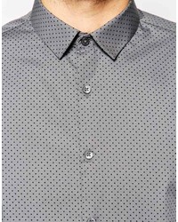Asos Brand Smart Shirt In Long Sleeve With Polka Dot